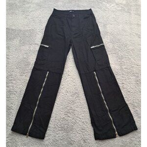 Womens Hot Topic Zipper Pants Black Wide Leg